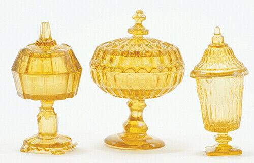 Chrysnbon Dark Amber Candy Dishes -  Dollhouse Miniature