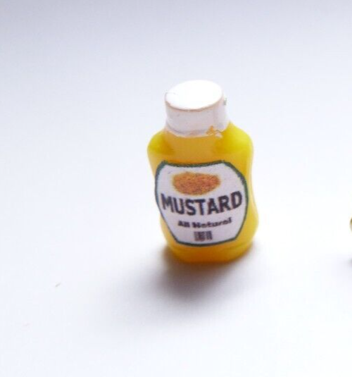 Dollhouse Miniature Squeeze Bottle of Mustard - Handcrafted