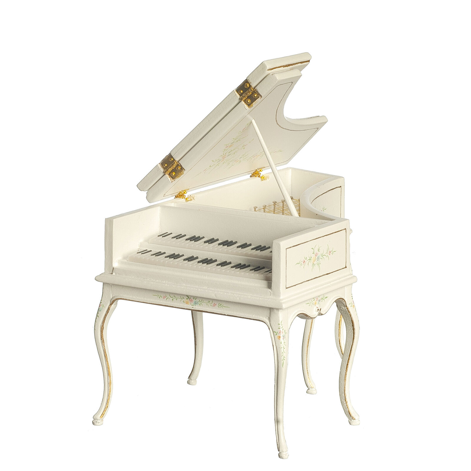 Dollhouse Miniature White French Baroque Piano by JBM