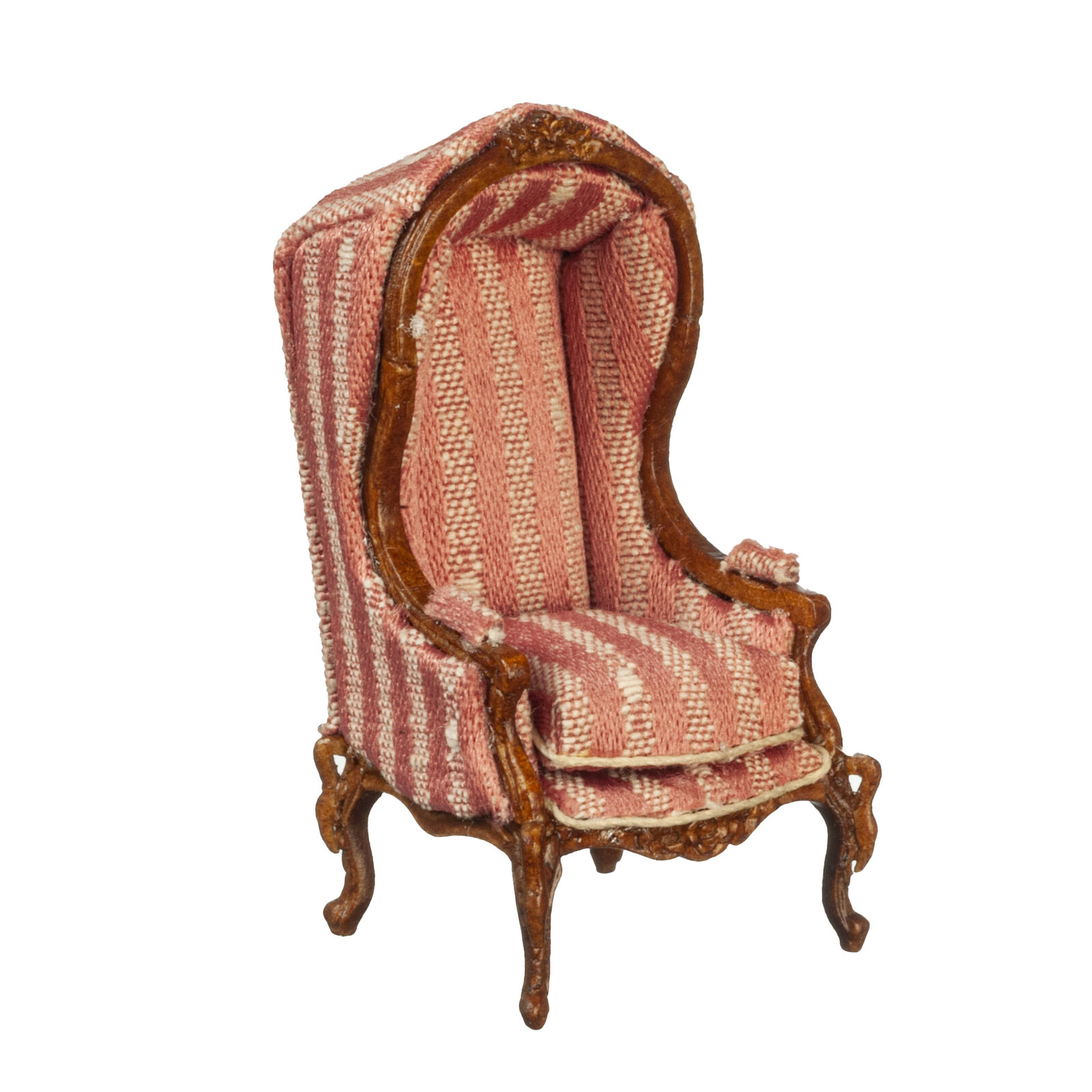 JBM  Dollhouse Miniature 1/2" Scale Hooded Chair in Walnut