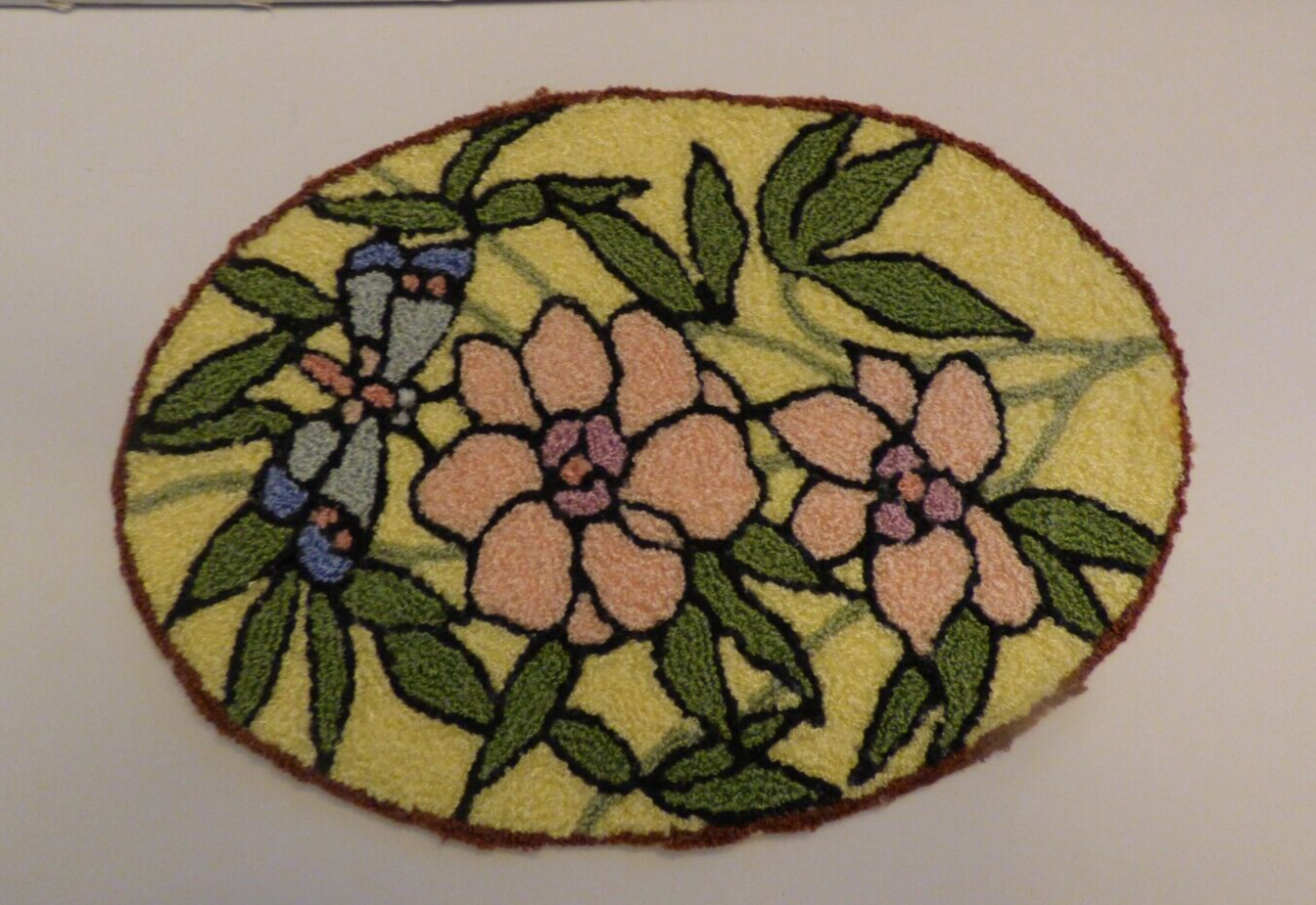 Dollhouse Miniature Floral with Dragonfly Bunka Rug -  Handcrafted