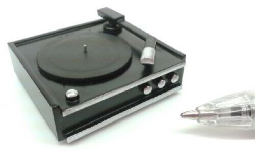 Dollhouse Miniature Black Record Player Handcrafted by Delph Miniatures