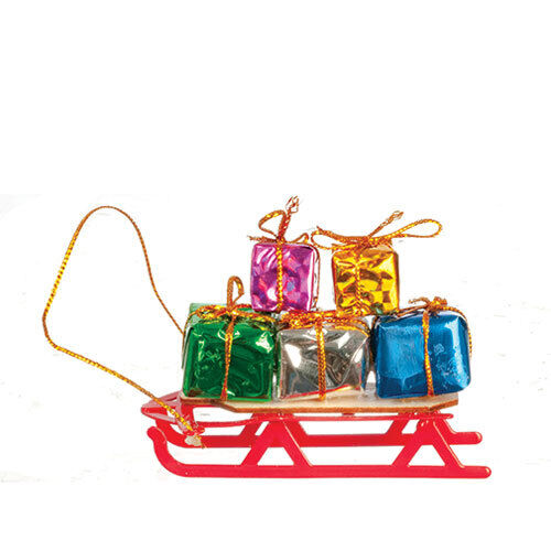 Dollhouse Miniature Sled with Packages