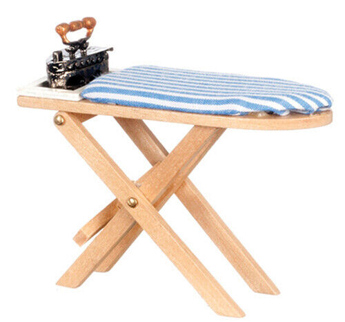 Dollhouse Miniature Wooden Ironing Board and Iron
