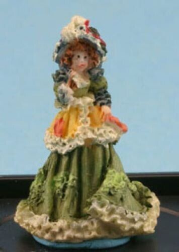 Dollhouse Miniature Victorian Lady Figurine - Antique Green- by Jeanetta Kendall