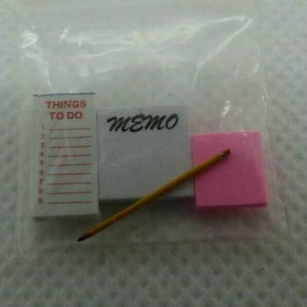 Dollhouse Miniature Memo Pad Set - Handcrafted
