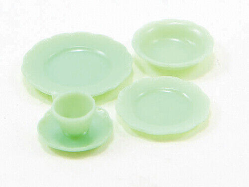 Dollhouse Miniature One Place Setting - Jadite - 5 Pieces