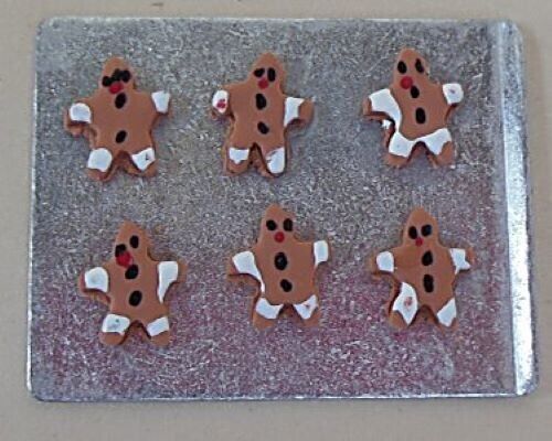 Dollhouse Miniature Gingerbread Cookies on Baking Tray - Handcrafted