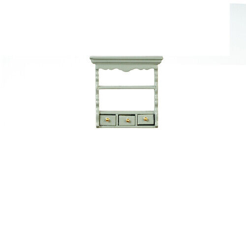 Dollhouse Miniature Kitchen Shelf with Drawers in Grey