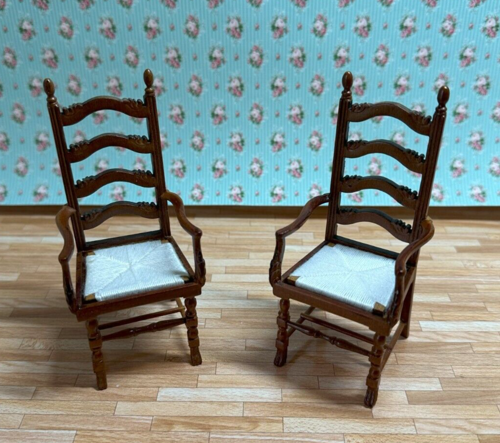 Dollhouse Miniature Set of 2 Ladderback Chairs by Hansson
