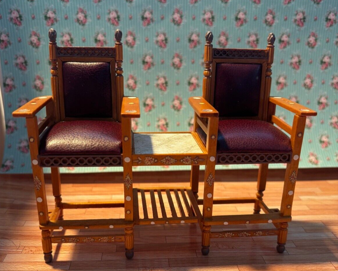 Dollhouse Miniature Conversation Chair Red Leather by Bespaq