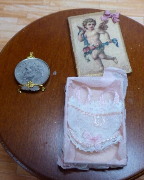 Dollhouse Miniature Pink Camisole in Decorative Box Handcrafted