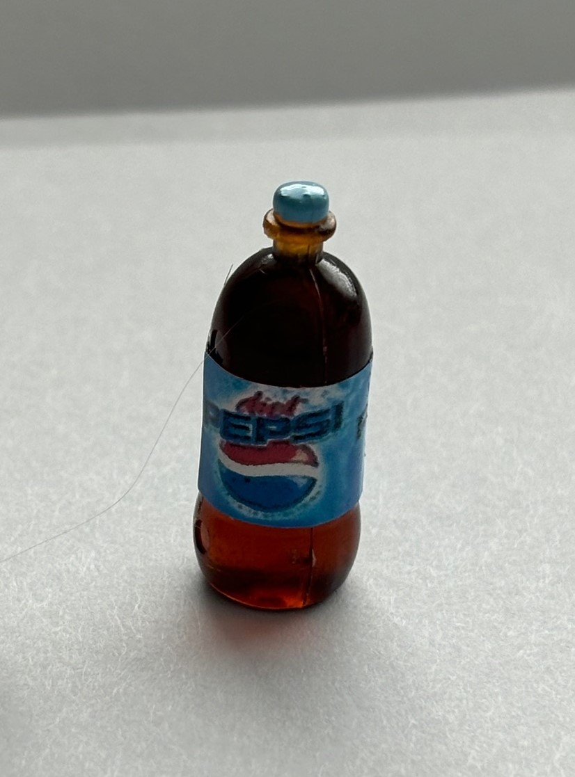 Dollhouse Miniature Diet Pepsi Liter Bottle Handcrafted