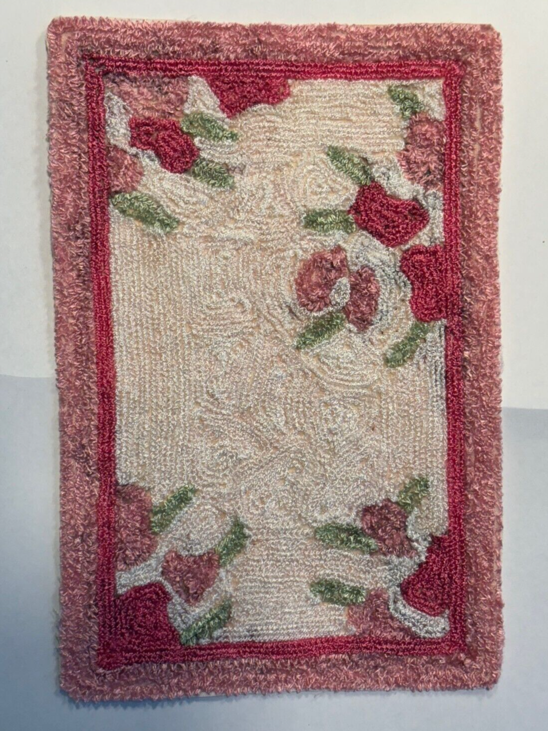 Dollhouse Miniature Red and Pink Bunka Rug -  Handcrafted by Taylor Jade