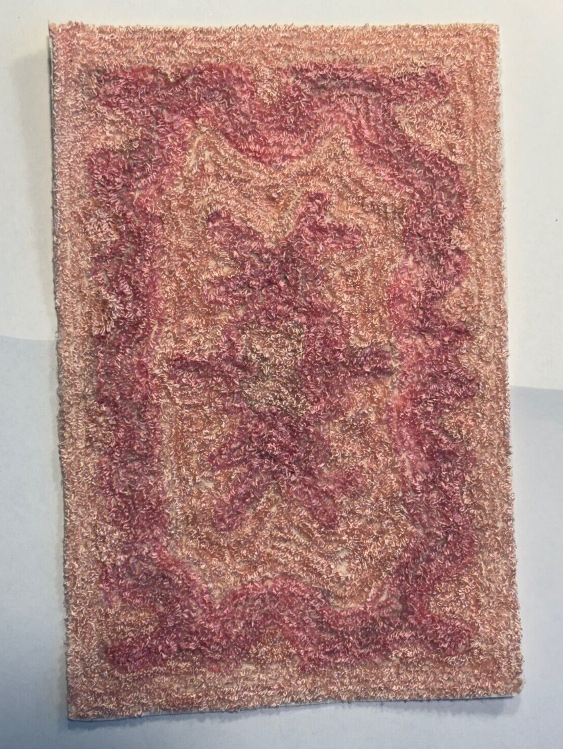 Dollhouse Miniature Pink Bunka Rug -  Handcrafted by Taylor Jade