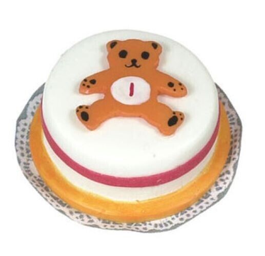 Dollhouse Miniature  Cuddles the Bear Cake by Falcon Miniatures