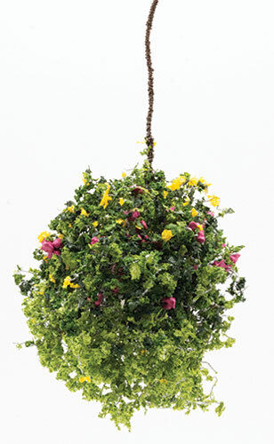 Dollhouse Miniature Hanging Basket: Love You Hot Pink, Large
