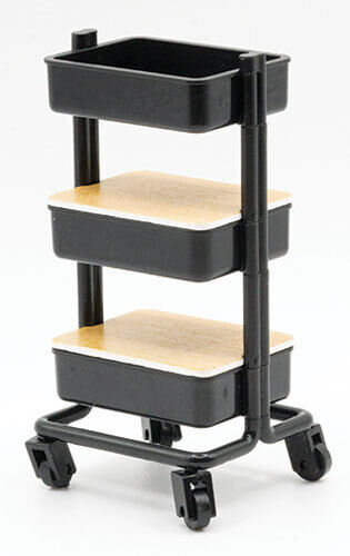 Dollhouse Miniature Mini Mobile Cart, Black, Kit