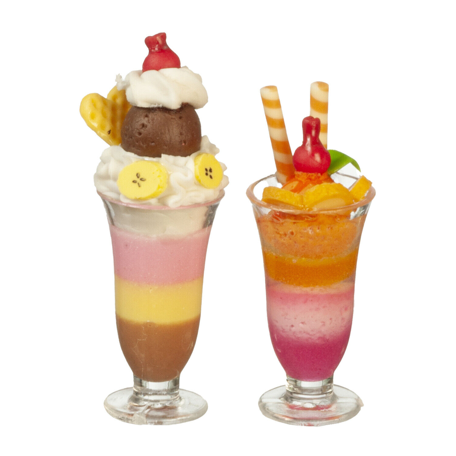 Dollhouse Miniature  Ice Cream Sundaes, Set of 2