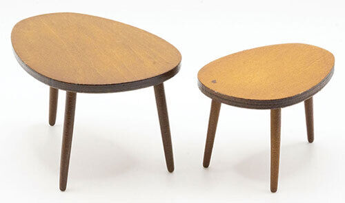 Dollhouse Miniature Set of 2 Nesting Tables, Walnut