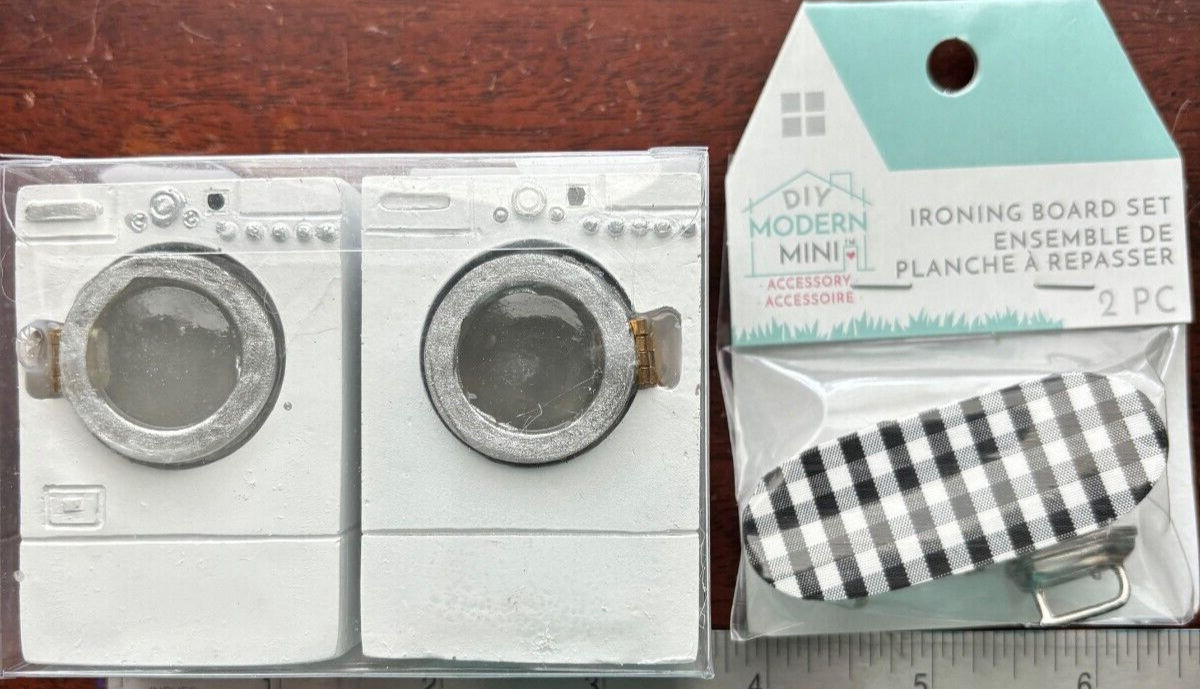 DIY Modern Mini Dollhouse Furniture - Washer, Dryer, Ironing Set