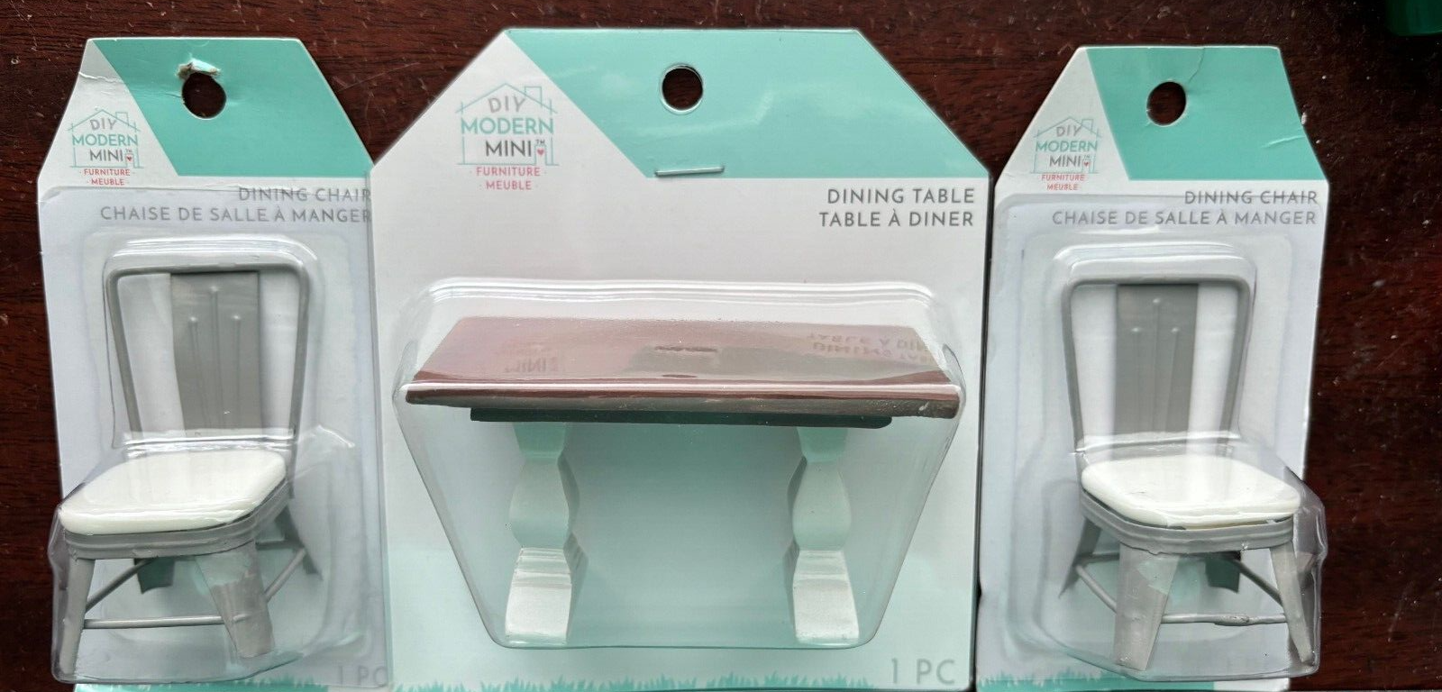 DIY Modern Mini Dollhouse Furniture - Dining Table and 2 Chairs