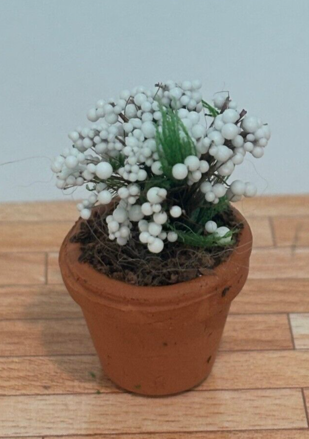 Dollhouse Miniature White Baby's Breath in Pot - Handcrafted