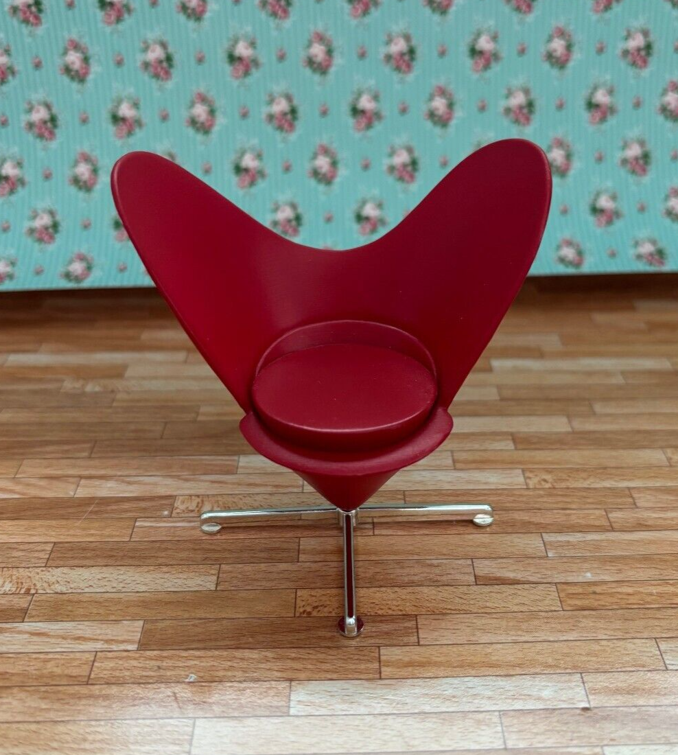 Dollhouse Miniature Heart Cone Chair in Red
