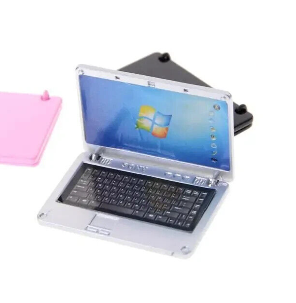 Dollhouse Miniature Laptop Computer - Silver