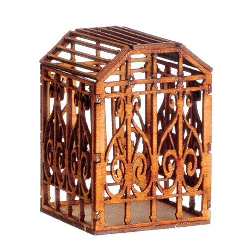 Dollhouse Miniature Wooden Birdcage by Alessio Miniatures