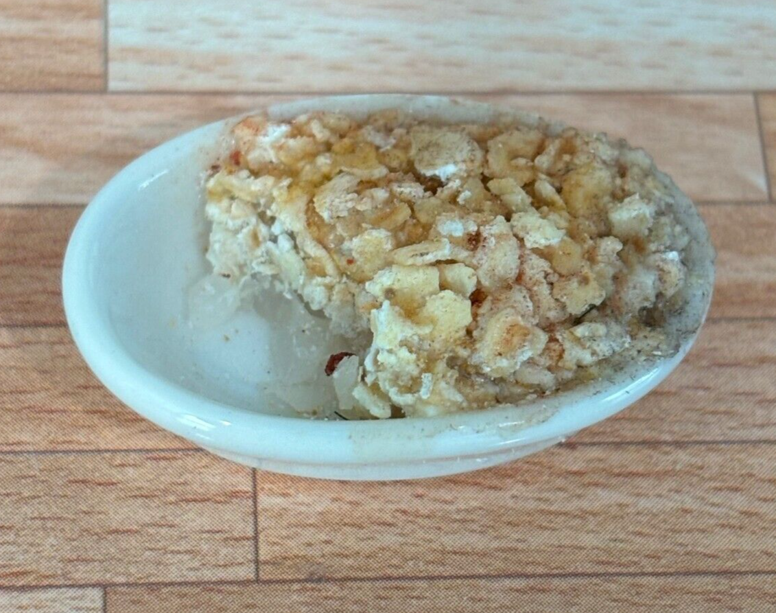 Dollhouse Miniature Dish of Apple Crumble Handcrafted