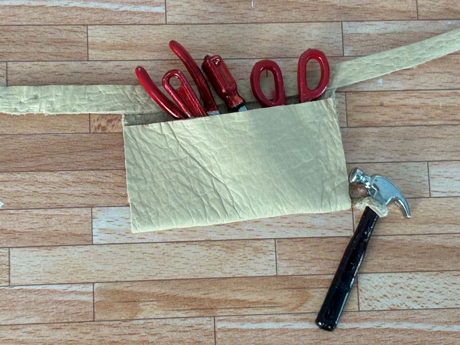Dollhouse Miniature Leather Tool Belt with Tools