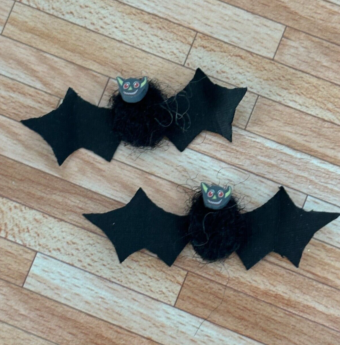 Dollhouse Miniature Felted Pair of Bats, Handcrafted