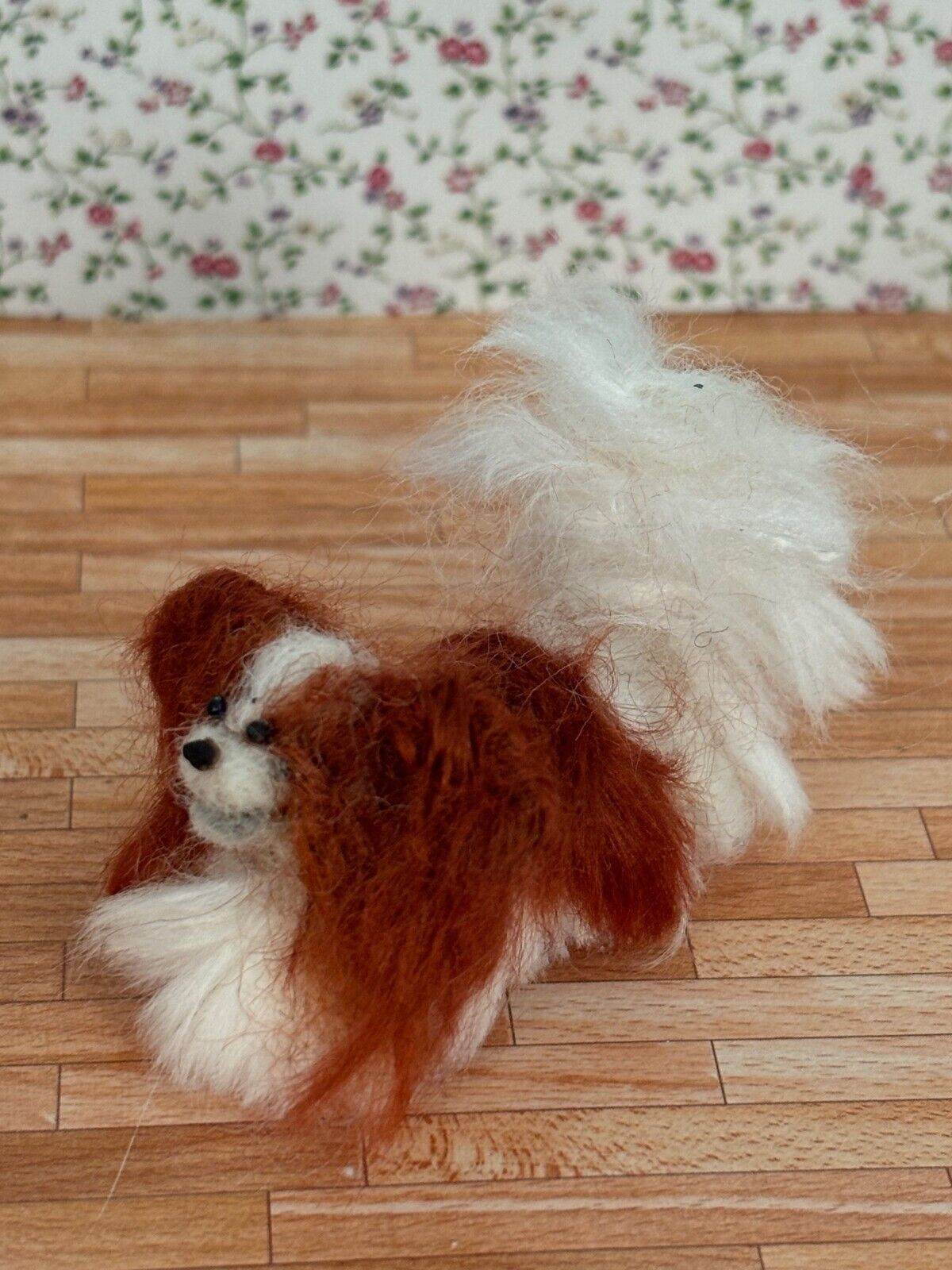 Dollhouse Miniature Felted Papillon, Handcrafted
