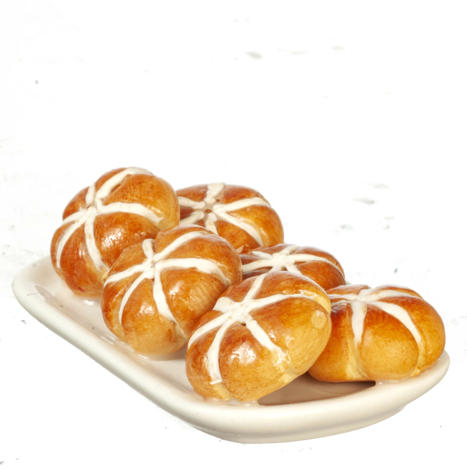 Dollhouse Miniature Hot Cross Buns on Plate