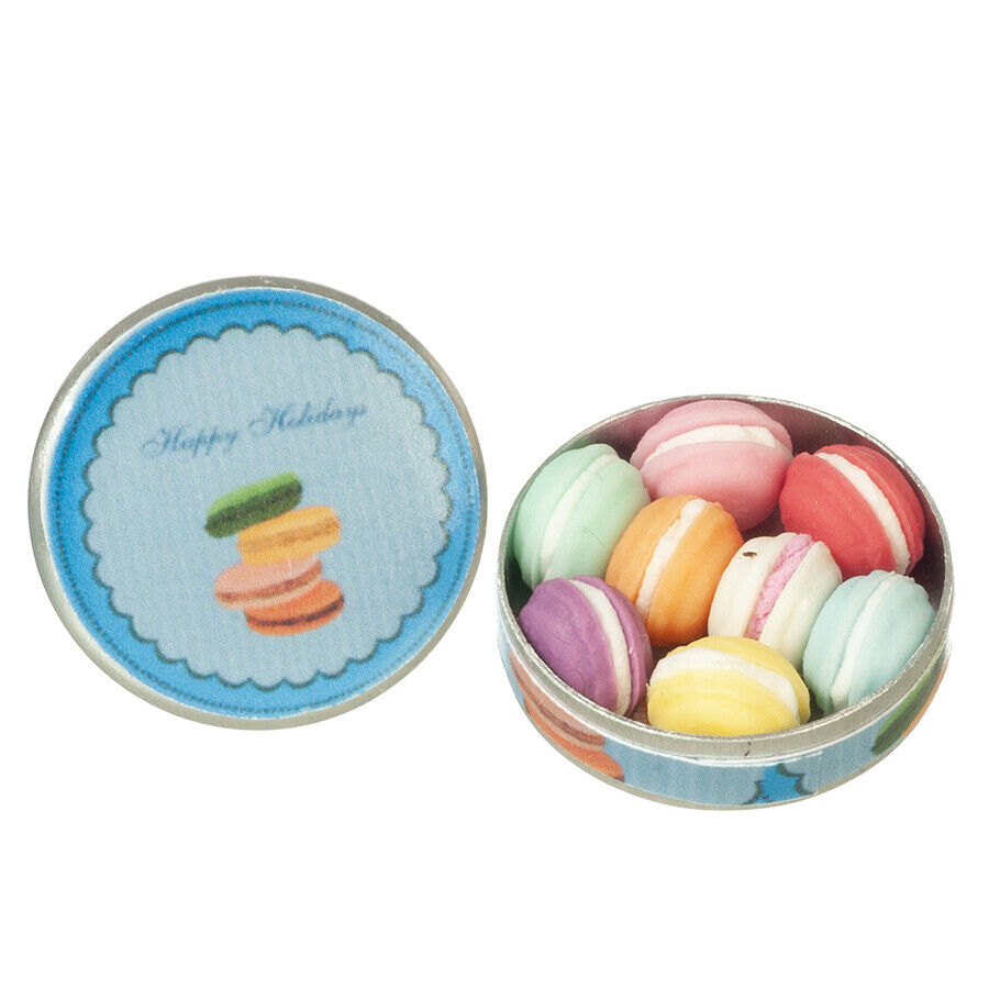 Dollhouse Miniature Round Tin Box with Macarons