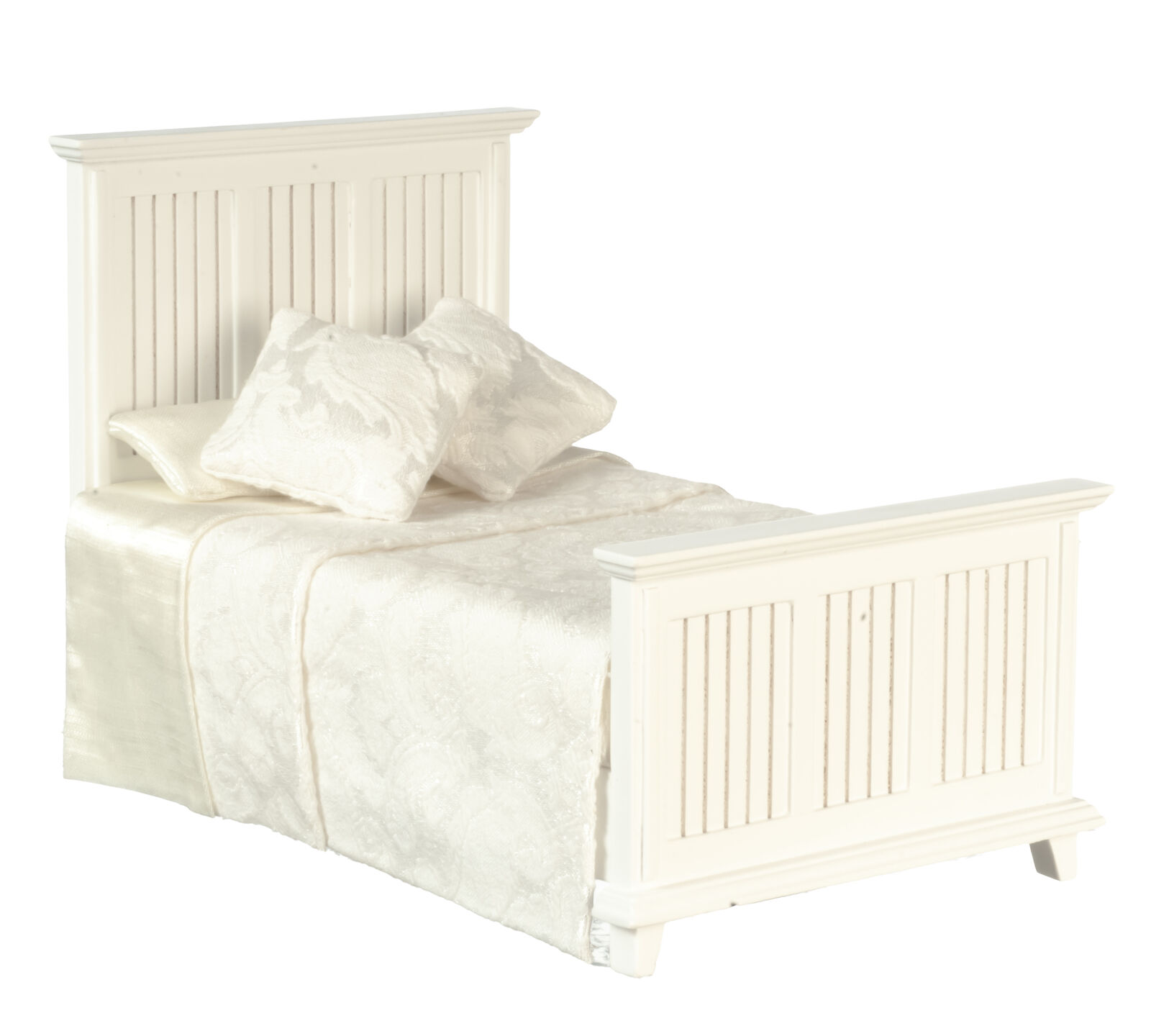 Dollhouse Miniature Country Paneled Bed in White by JBM