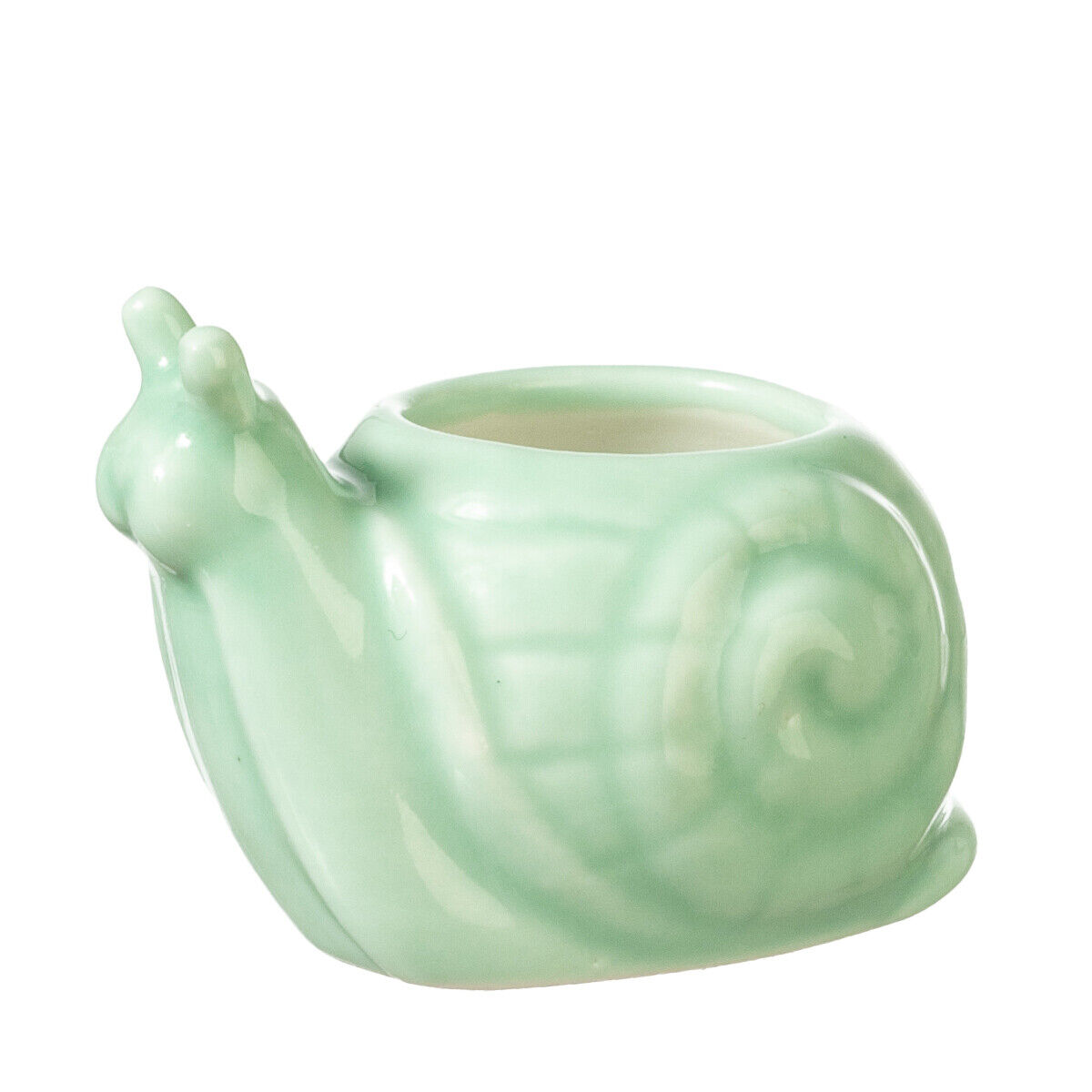 Dollhouse Miniature Green Ceramic Snail Planter