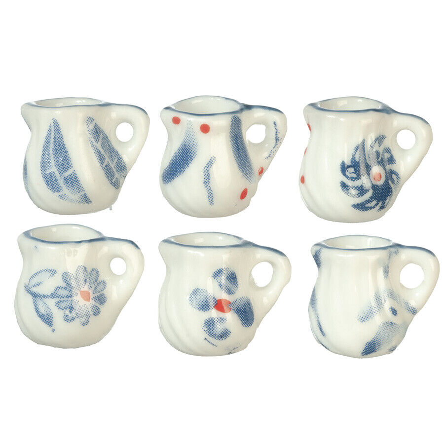 Dollhouse Miniature Set of 6 Assorted Ceramic Pitchers