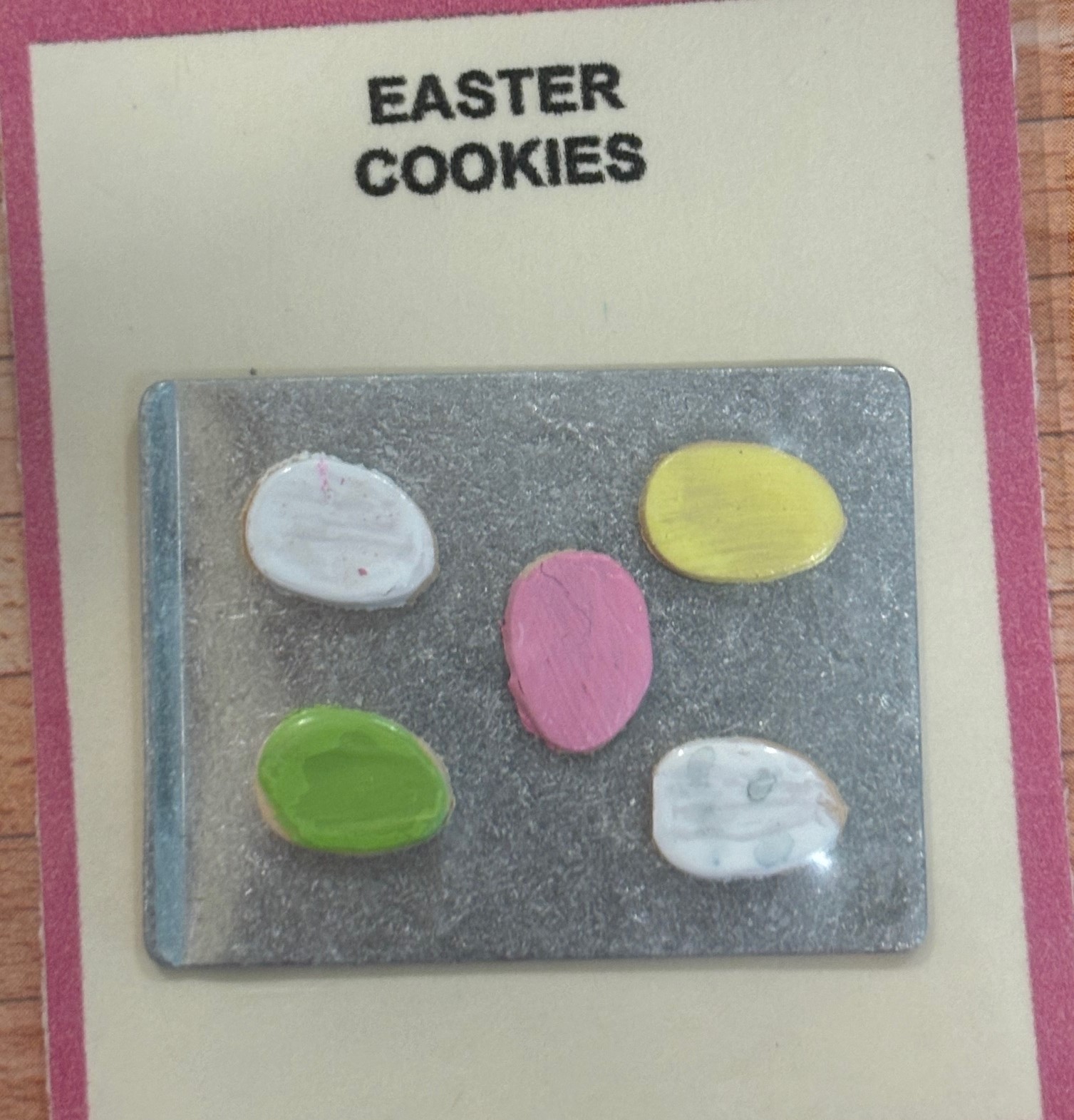 Dollhouse Miniature Easter Cookies on Baking Sheet