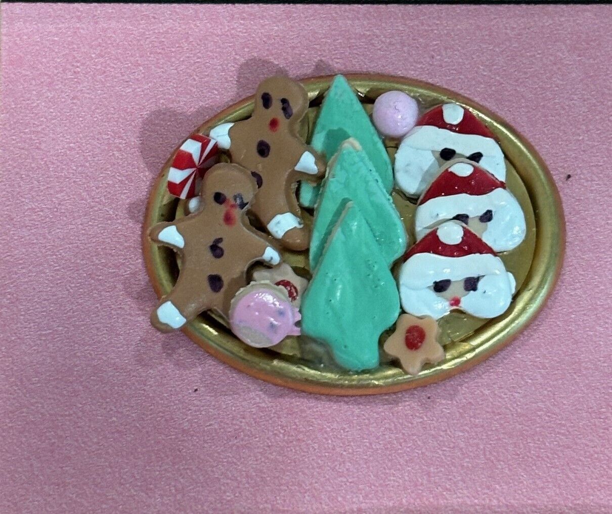 Dollhouse Miniature Large Tray of Christmas Cookies -Trees/Santa/Gingerbread