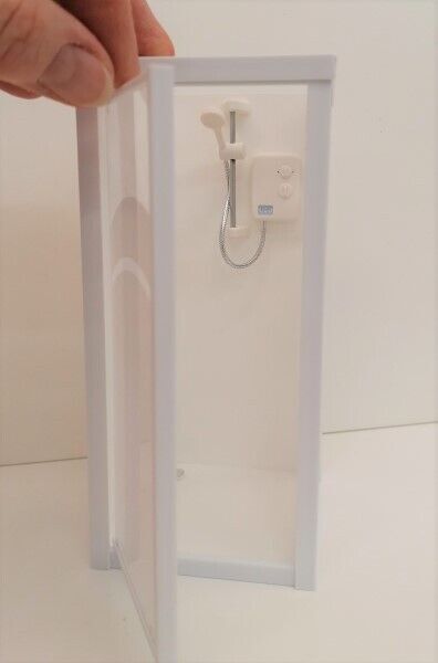 Dollhouse Miniature Shower Cubicle with Opening Door on Right by Delph Miniatures