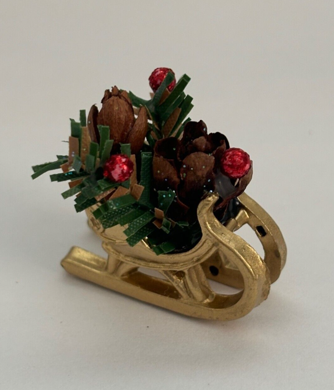 Dollhouse Miniature Tiny Decorated Sleigh Handcrafted
