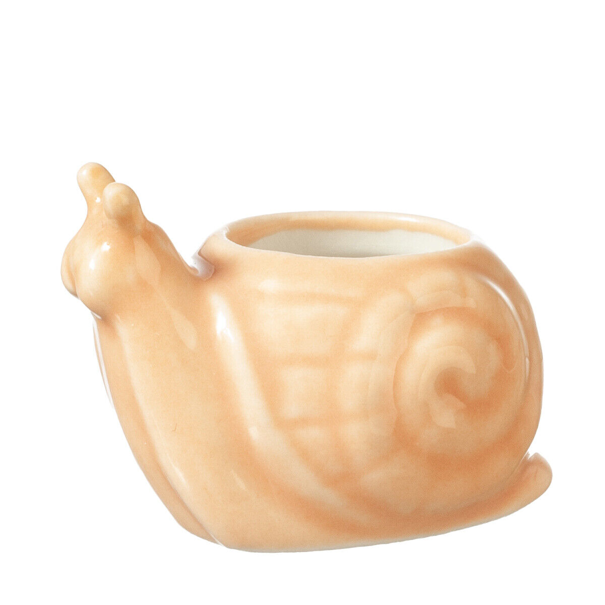 Dollhouse Miniature Orange Ceramic Snail Planter