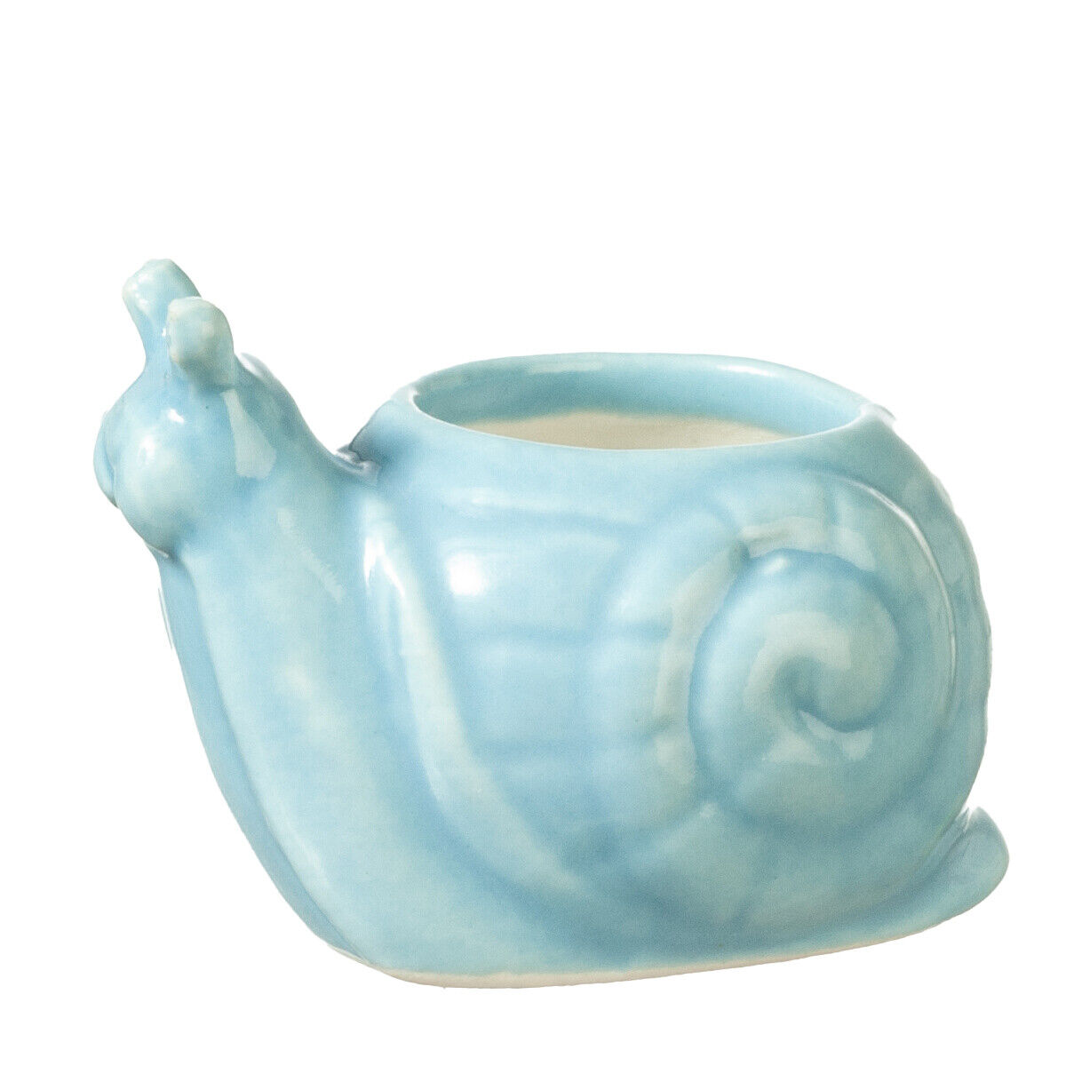 Dollhouse Miniature Blue Ceramic Snail Planter