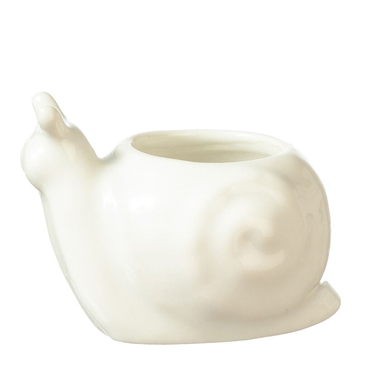 Dollhouse Miniature White Ceramic Snail Planter