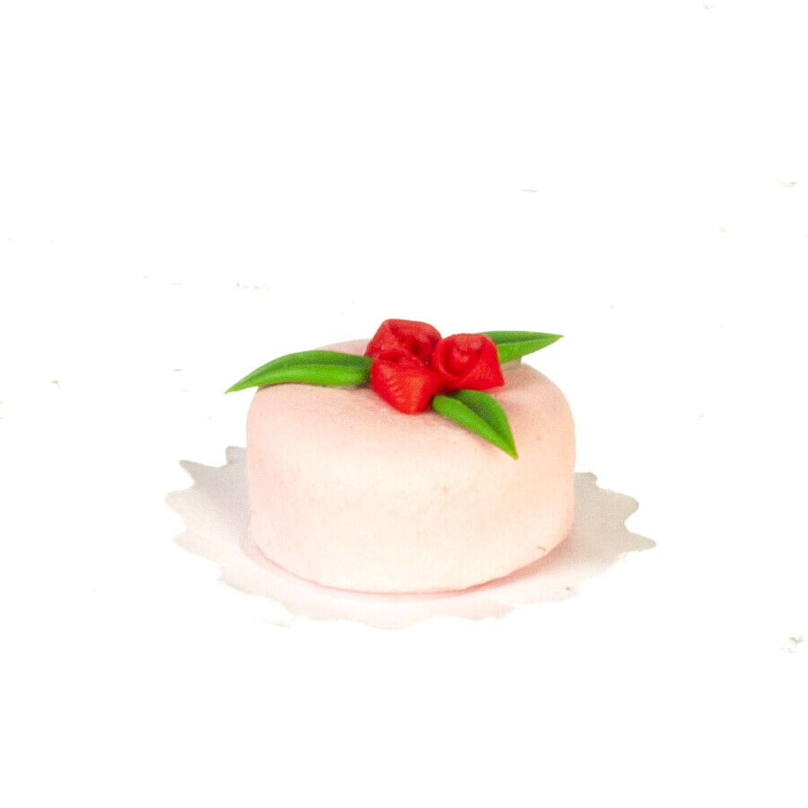 Dollhouse Miniature Pink Cake with Roses