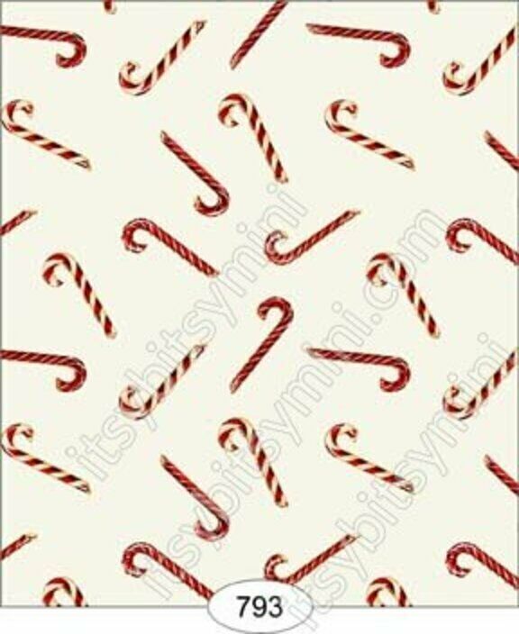 Dollhouse Miniature Wallpaper Itsy Bitsy- Christmas - Candy Cane Toss 1:12 Scale