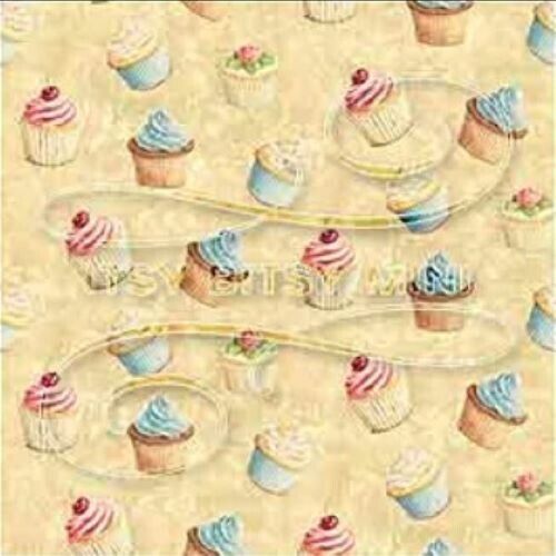 Dollhouse Miniature Wallpaper - Cupcake Toss 1:12 Scale - Itsy Bitsy Minis #2155