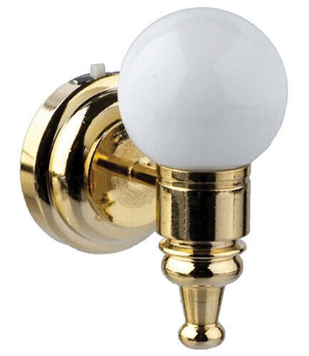 Dollhouse Miniature LED White Globe Wall Sconce - Battery Light